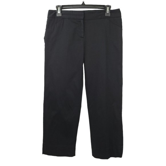 Laundry Shelli Segal Crop Capri Pants Size 4 Black Ankle Slits - Picture 1 of 11